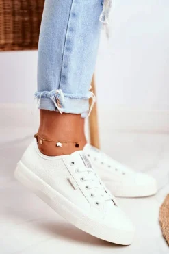 Skórzane Trampki Damskie Big Star Białe GG274098