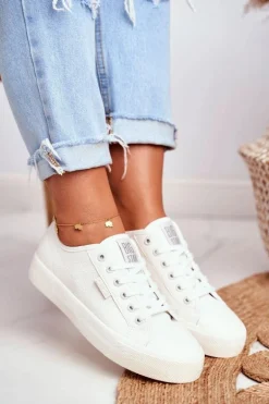 Skórzane Trampki Damskie Big Star Białe GG274098