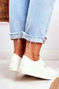 Skórzane Trampki Damskie Big Star Białe GG274098