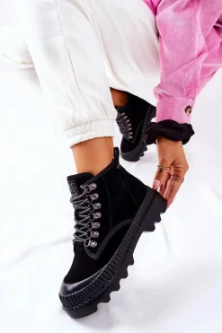 Skórzane Trapery Botki Big Star II274363 Czarne