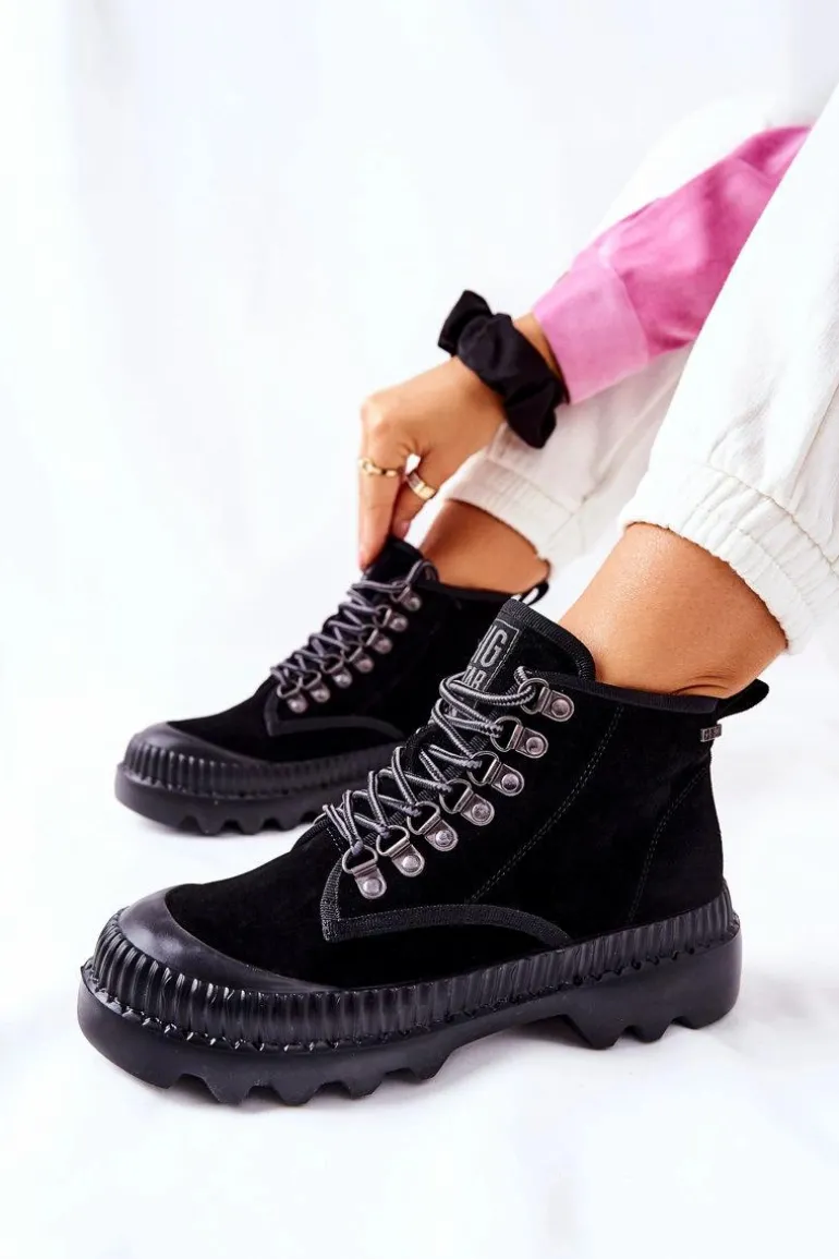 Skórzane Trapery Botki Big Star II274363 Czarne