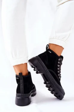 Skórzane Trapery Botki Big Star II274363 Czarne