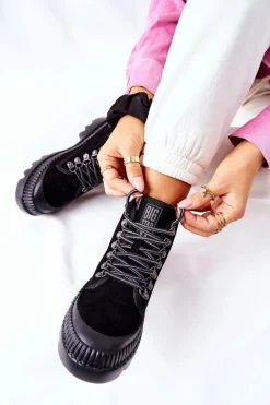 Skórzane Trapery Botki Big Star II274363 Czarne