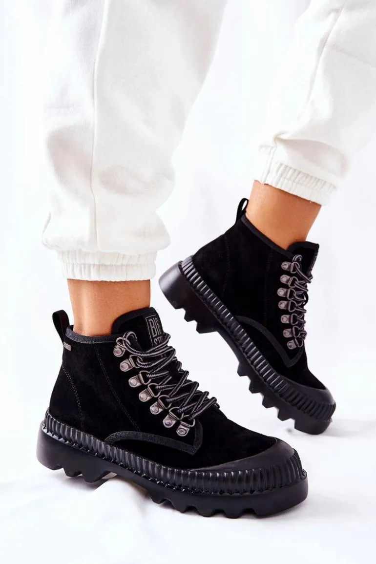 Skórzane Trapery Botki Big Star II274363 Czarne