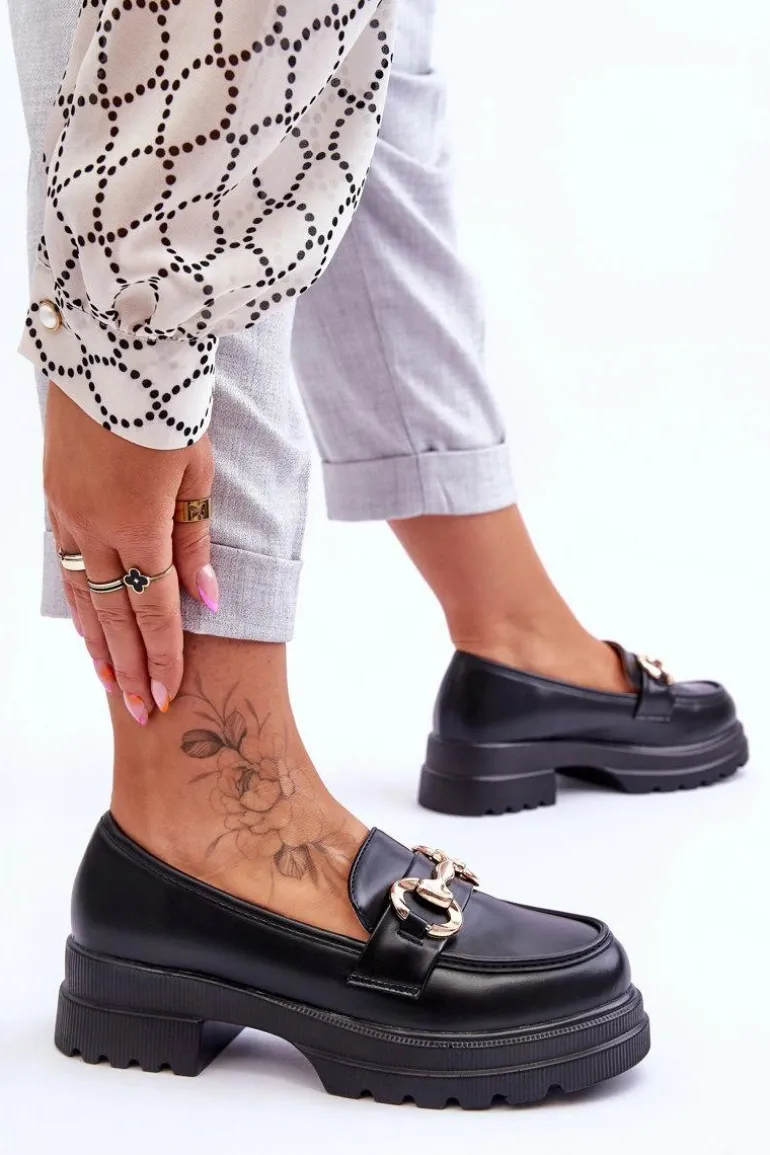 Skórzane Wsuwane Mokasyny Damskie Czarne Albie