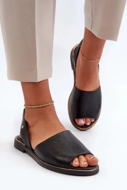 Skórzane Wsuwane Sandały Czarne Lemar Alivia