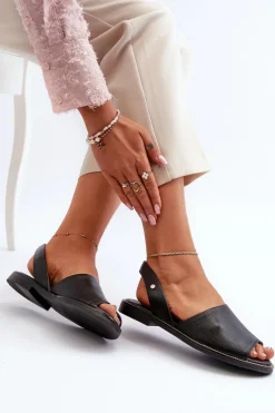 Skórzane Wsuwane Sandały Czarne Lemar Alivia