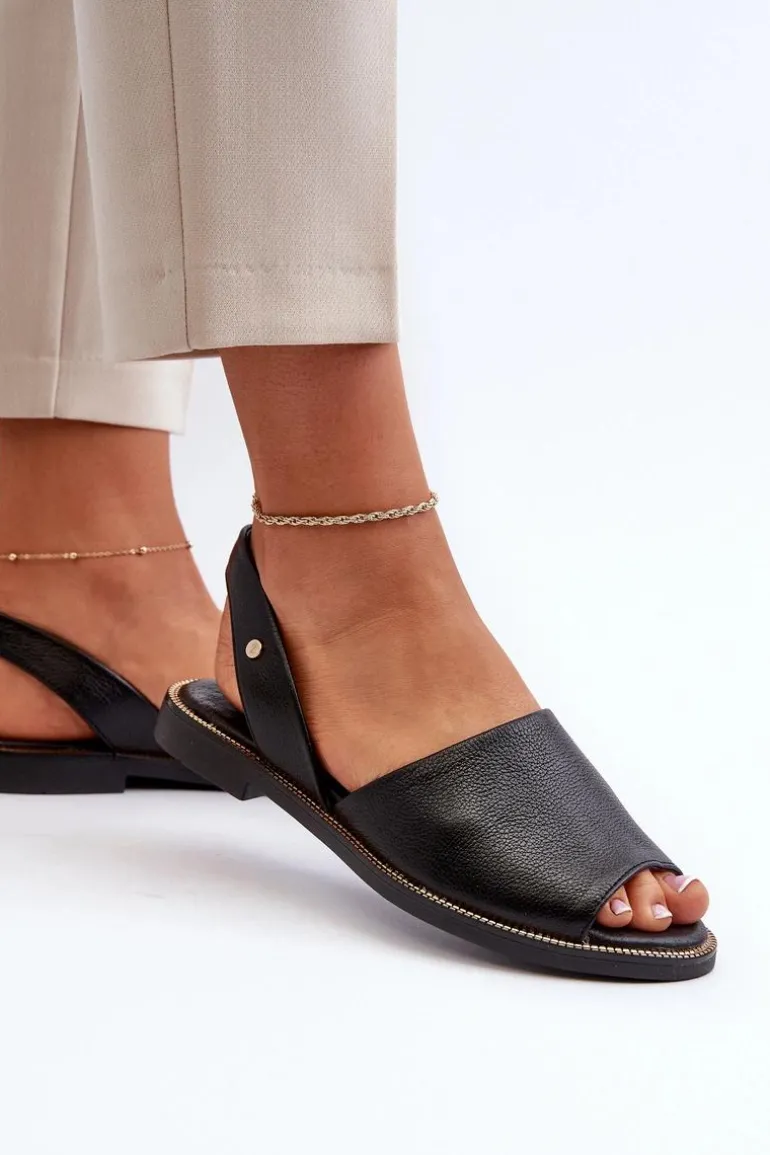 Skórzane Wsuwane Sandały Czarne Lemar Alivia