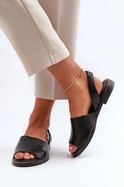 Skórzane Wsuwane Sandały Czarne Lemar Alivia