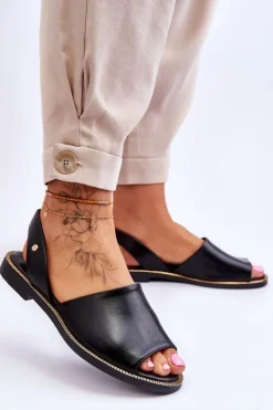 Skórzane Wsuwane Sandały Czarne Lemar Alivia