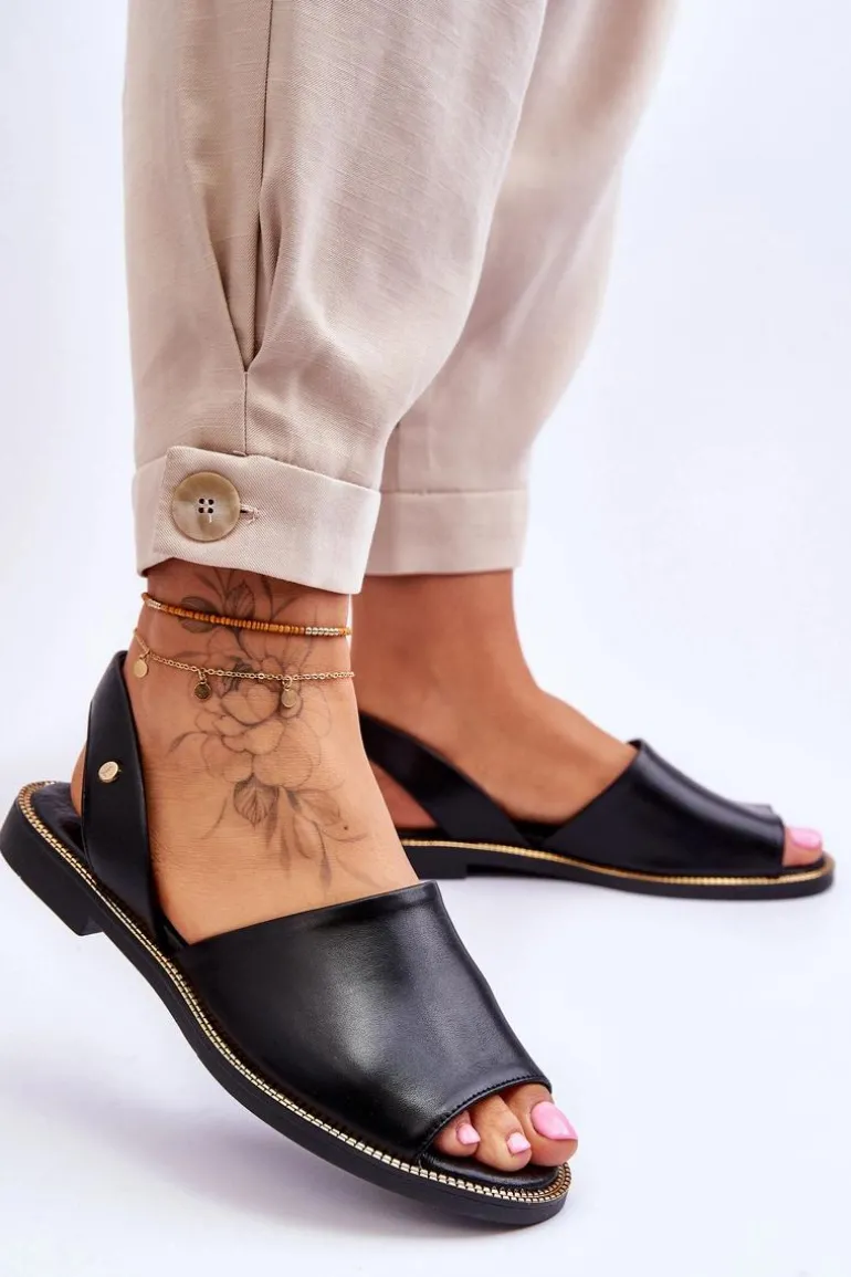 Skórzane Wsuwane Sandały Czarne Lemar Alivia