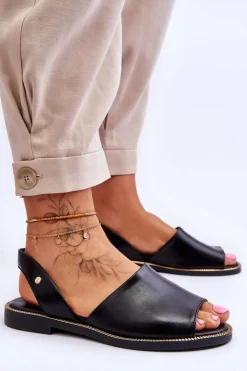 Skórzane Wsuwane Sandały Czarne Lemar Alivia