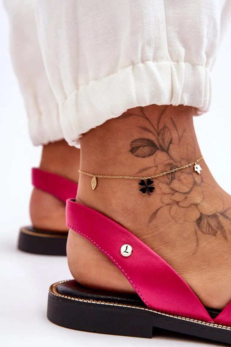 Skórzane Wsuwane Sandały Fuksja Lemar Alivia