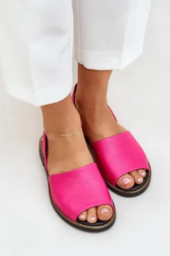 Skórzane Wsuwane Sandały Zazoo 40327 Fuksja