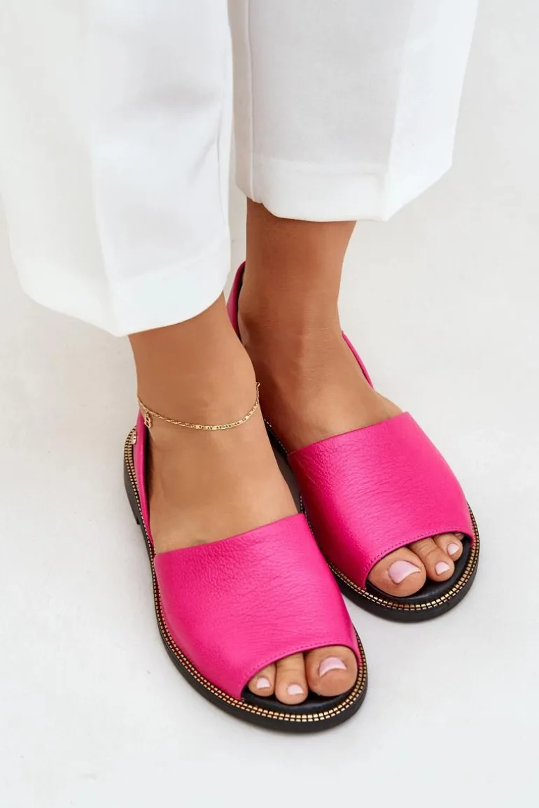 Skórzane Wsuwane Sandały Zazoo 40327 Fuksja