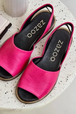 Skórzane Wsuwane Sandały Zazoo 40327 Fuksja