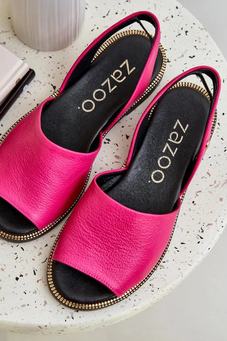 Skórzane Wsuwane Sandały Zazoo 40327 Fuksja