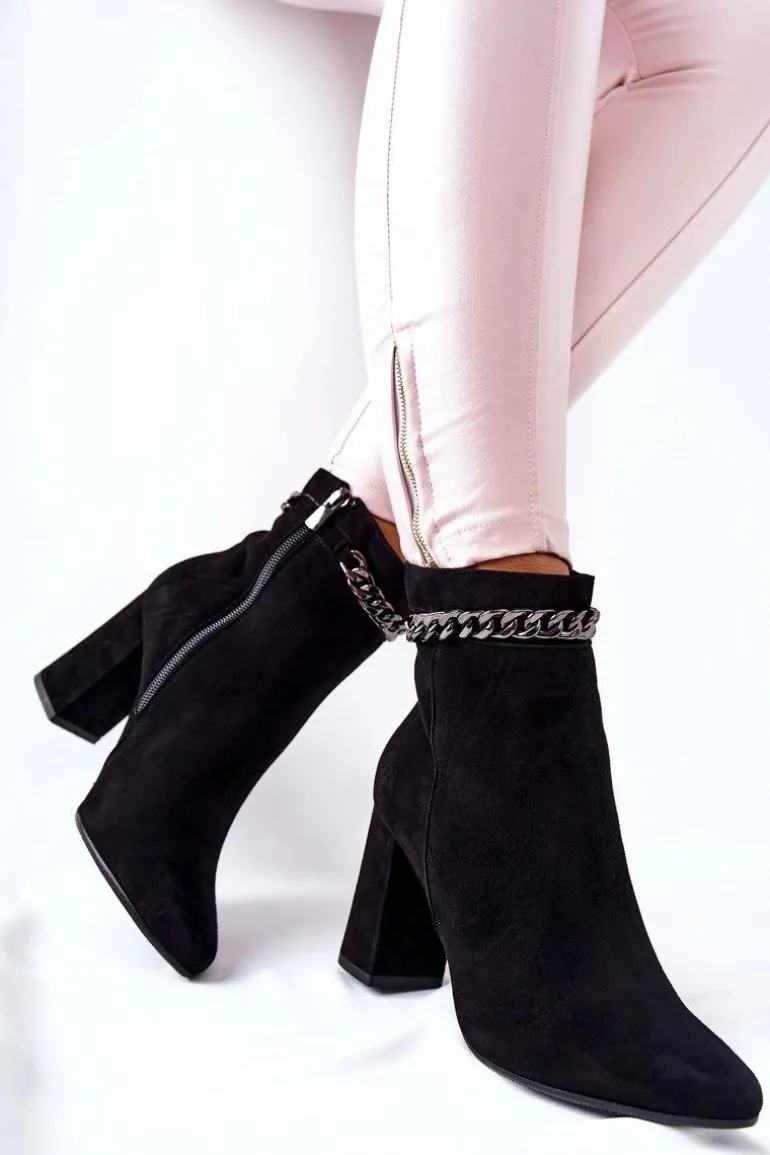 Skórzane Wysokie Botki Laura Messi Czarne 2203