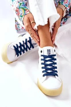 Skórzane Wysokie Trampki Big Star II274137 Białe