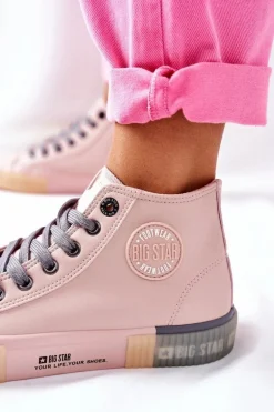 Skórzane Wysokie Trampki Big Star II274138 Różowe