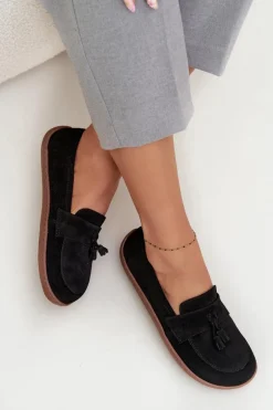 Skórzane Zamszowe Mokasyny Typu Barefoot Zazoo 322 Czarne
