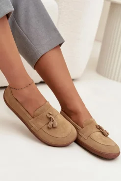 Skórzane Zamszowe Mokasyny Typu Barefoot Zazoo 322 Beżowe