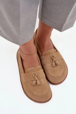 Skórzane Zamszowe Mokasyny Typu Barefoot Zazoo 322 Beżowe