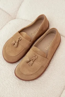 Skórzane Zamszowe Mokasyny Typu Barefoot Zazoo 322 Beżowe