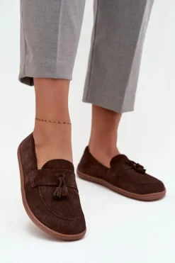 Skórzane Zamszowe Mokasyny Typu Barefoot Zazoo 322 Czekoladowe