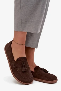 Skórzane Zamszowe Mokasyny Typu Barefoot Zazoo 322 Czekoladowe