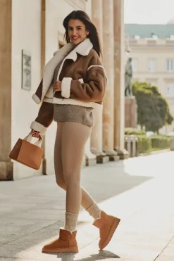 Skórzane Zamszowe Śniegowce Z Futerkiem Vinceza 97951 Camel