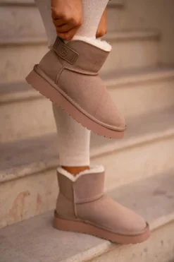 Skórzane Zamszowe Śniegowce Z Futerkiem Vinceza 97951 Beżowe