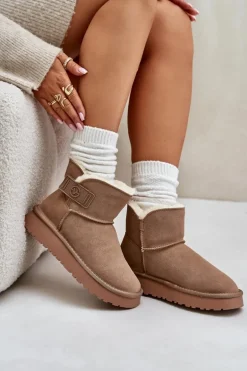 Skórzane Zamszowe Śniegowce Z Futerkiem Vinceza 97951 Beżowe