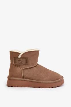 Skórzane Zamszowe Śniegowce Z Futerkiem Vinceza 97951 Beżowe