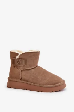 Skórzane Zamszowe Śniegowce Z Futerkiem Vinceza 97951 Beżowe