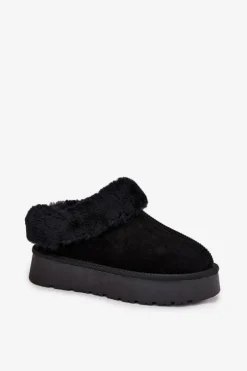 Skórzane Zamszowe Śniegowce Damskie Z Futerkiem Czarne Mivelle