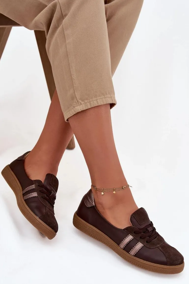 Skórzane Zamszowe Półbuty Damskie Typu Barefoot Zazoo N1341 Czekoladowe