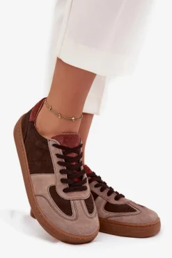 Skórzane Zamszowe Sneakersy Barefoot Damskie Zazoo N1277 Brązowe