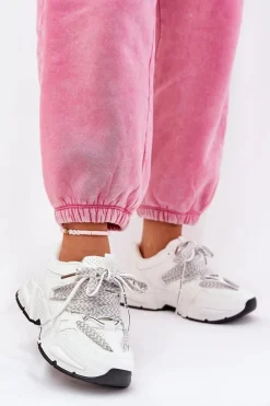 Sneakersy Buty Sportowe Damskie Z Podwójnym Sznurowaniem Białe Efobell