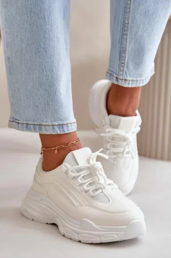 Sneakersy Buty Sportowe Damskie Na Grubej Podeszwie Białe Lerila