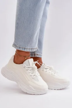 Sneakersy Buty Sportowe Damskie Na Grubej Podeszwie Białe Lerila