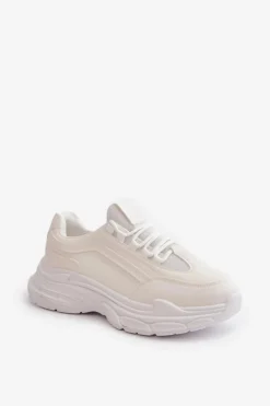 Sneakersy Buty Sportowe Damskie Na Grubej Podeszwie Białe Lerila