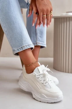 Sneakersy Buty Sportowe Damskie Na Grubej Podeszwie Białe Lerila