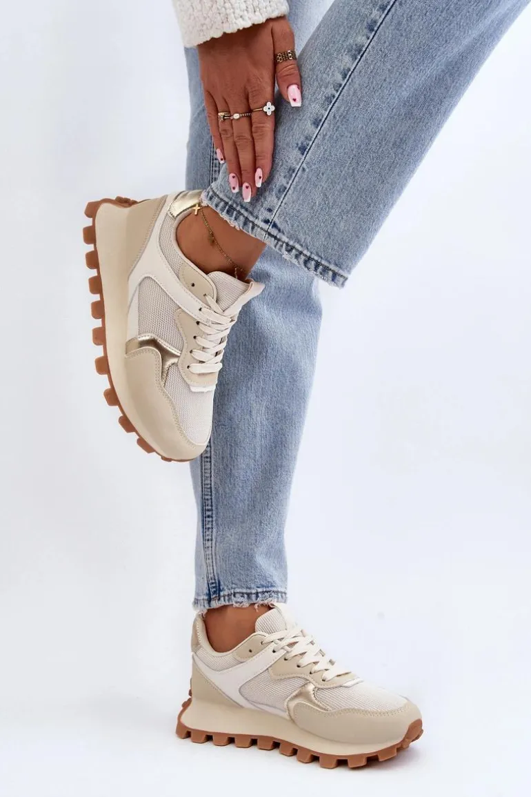 Sneakersy Buty Sportowe Damskie Beżowe Ralita
