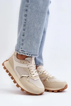 Sneakersy Buty Sportowe Damskie Beżowe Ralita