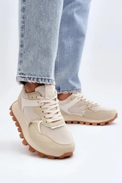 Sneakersy Buty Sportowe Damskie Beżowe Ralita