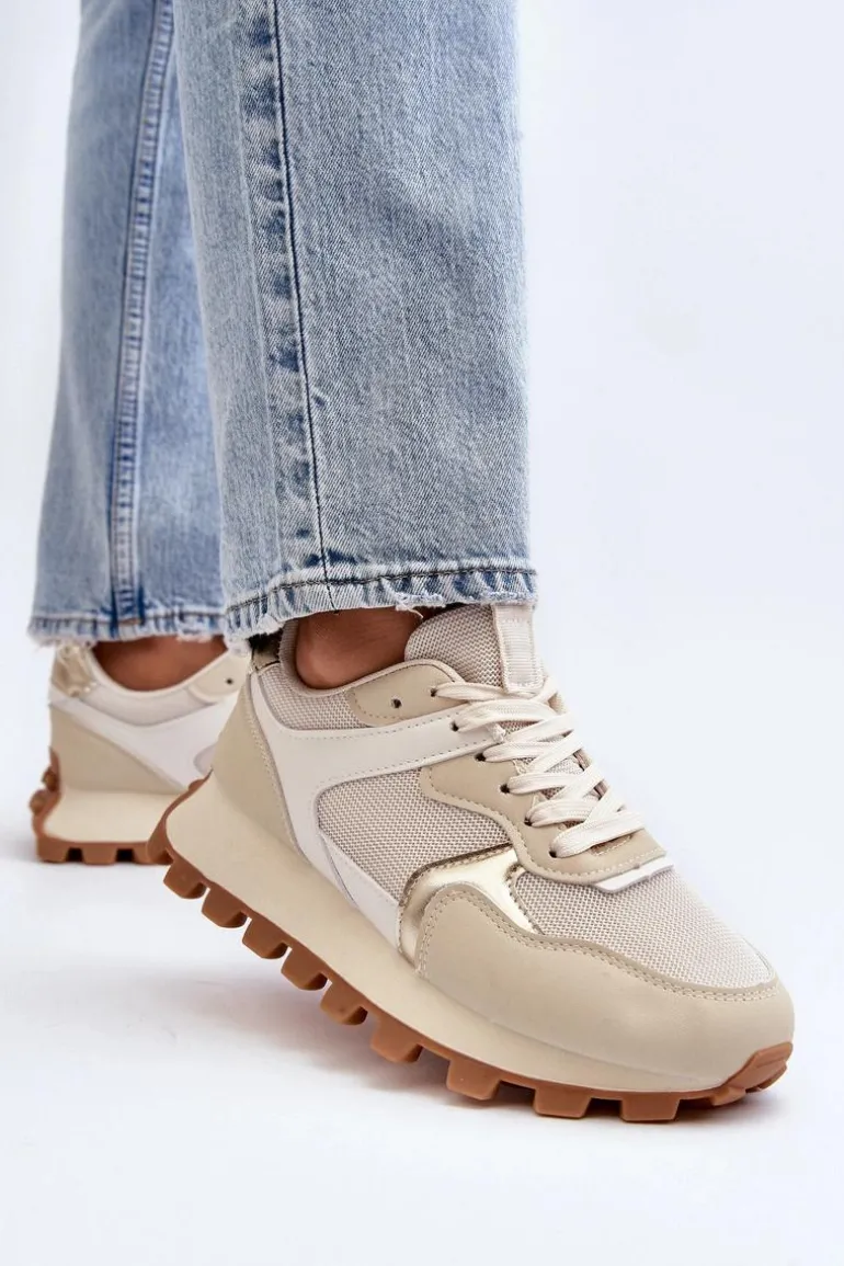 Sneakersy Buty Sportowe Damskie Beżowe Ralita