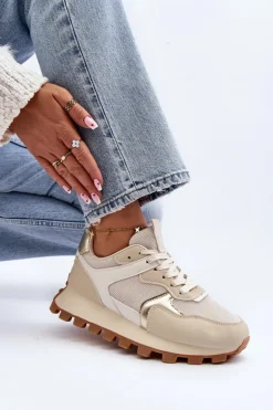 Sneakersy Buty Sportowe Damskie Beżowe Ralita
