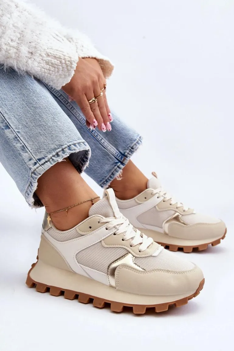 Sneakersy Buty Sportowe Damskie Beżowe Ralita
