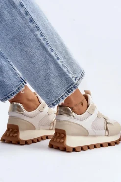 Sneakersy Buty Sportowe Damskie Beżowe Ralita